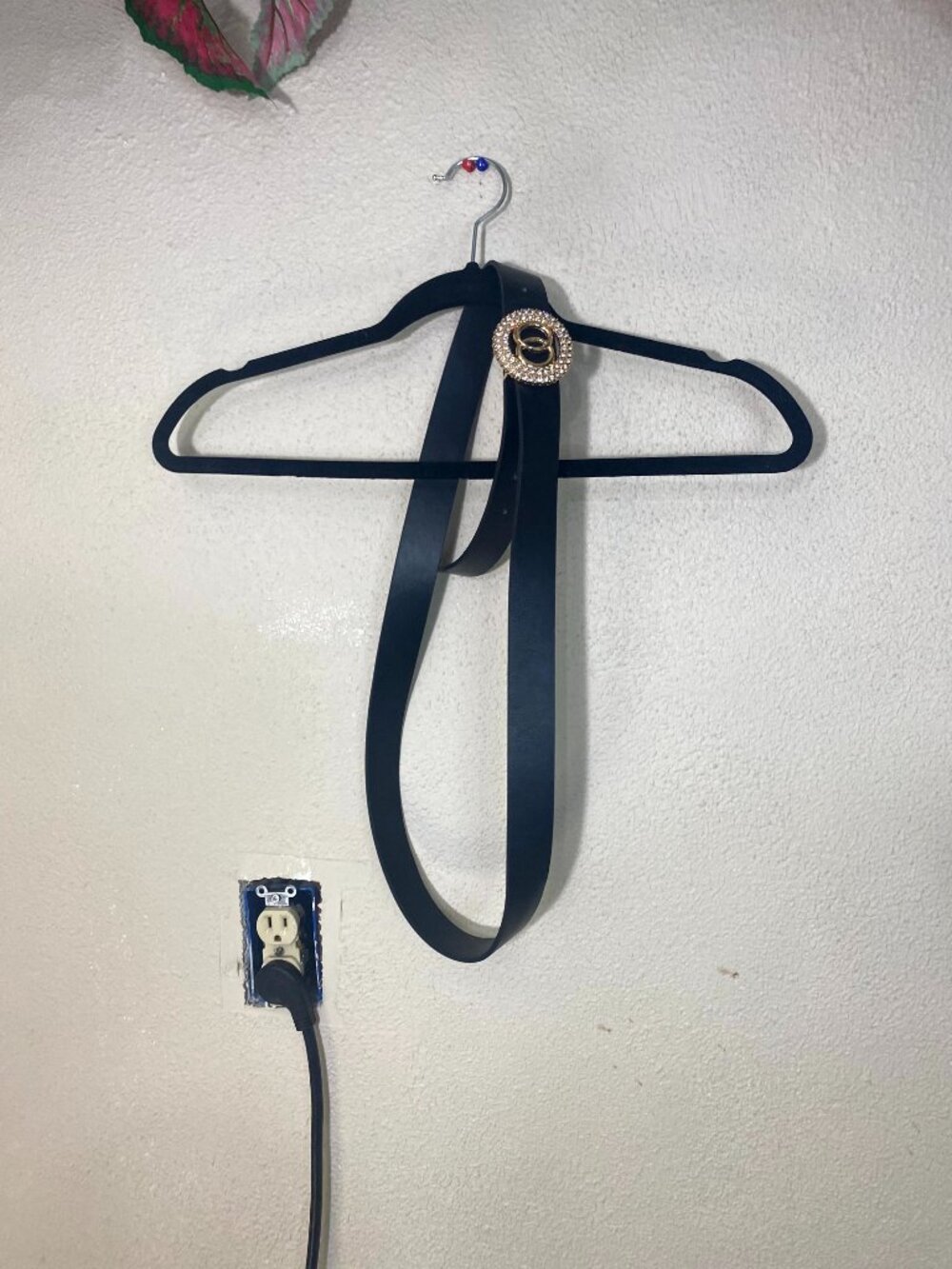 Womens Faux Leather Belt Black Gold Rhinestone Circle Buckle Adjustable 51”